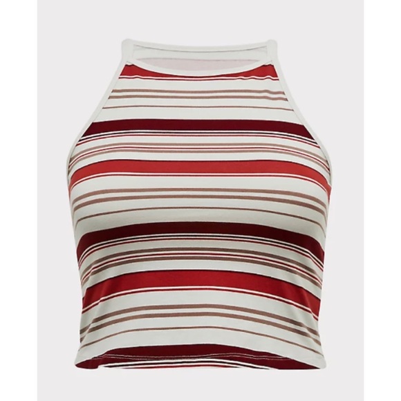 🆕 Multi Stripe Foxy High Neck Crop Top Tank 1 1X 14 16 NWOT Torrid New! - Picture 4 of 5